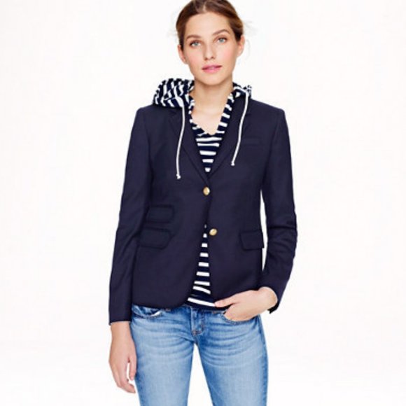 J. Crew schoolboy strong shoulder 2 gold button wool jacket/blazer Sz 2 - Picture 1 of 14